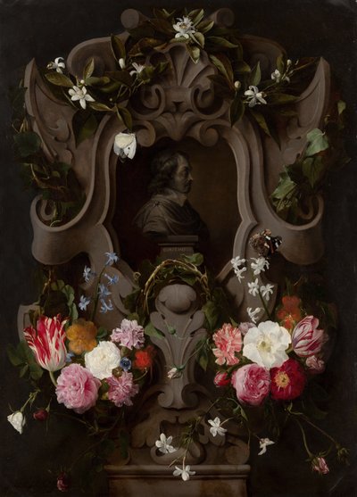 Flower Cartouche Around a Bust by Daniel Seghers